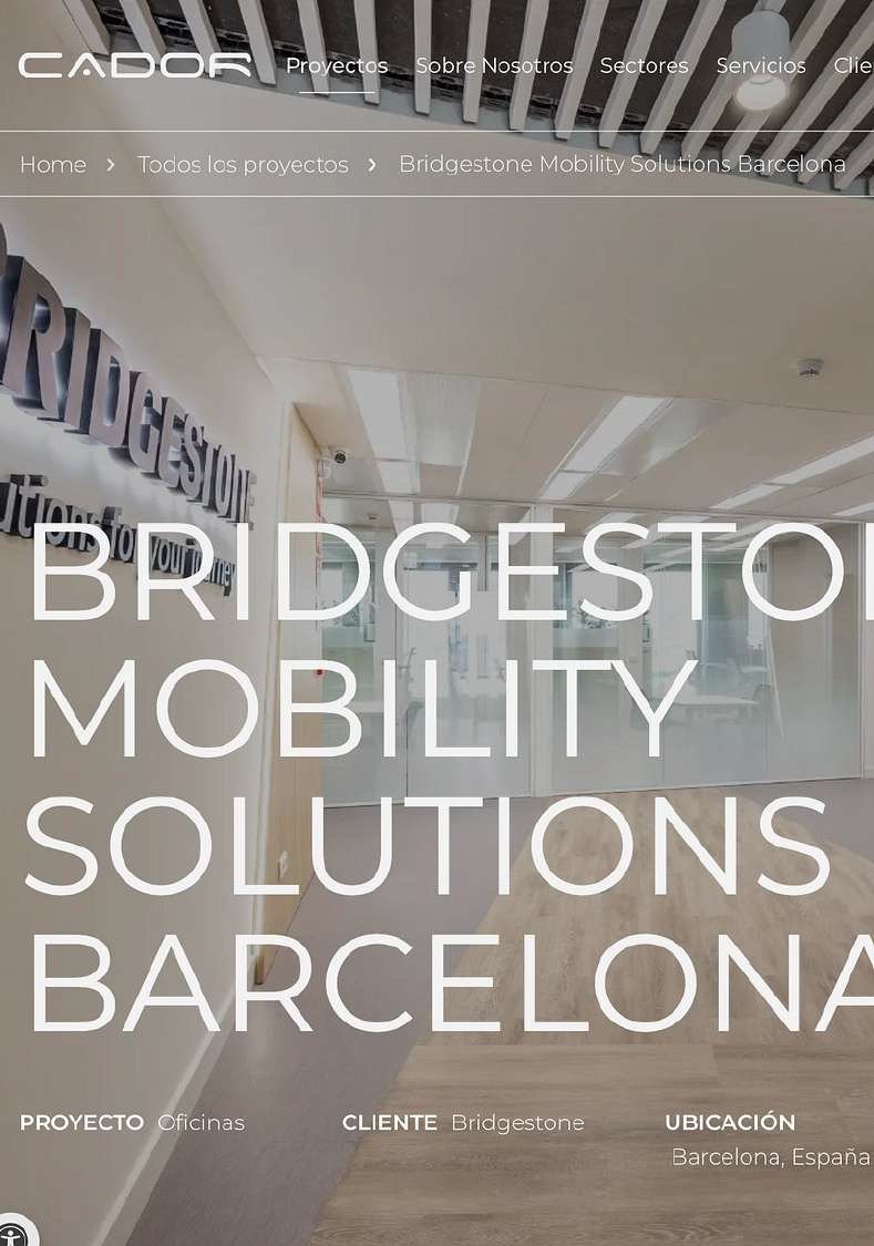 Ficha de proyecto en la web de Cador: oficinas de Bridgestone Mobility Solutions en Barcelona.